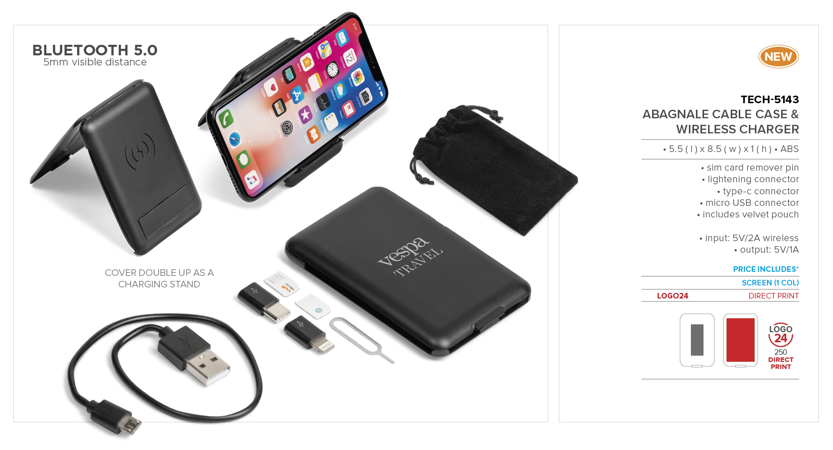 Abagnale Cable Case & Wireless Charger